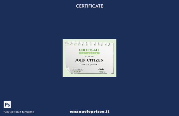 Modello di certificato USA Art Award in stile verificato nel modello in formato 